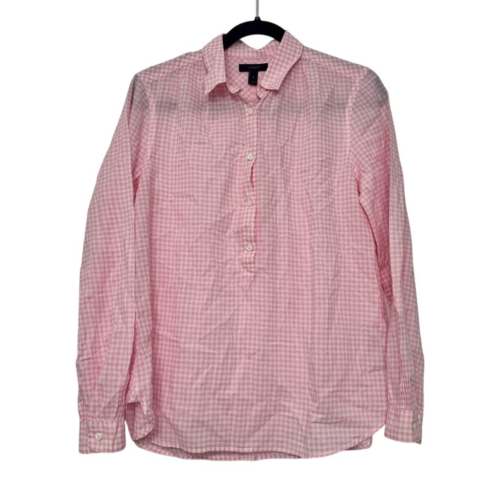 J.Crew‎ Women's 4 Plaid Gingham Button-Up Shirt Cotton Collared Top